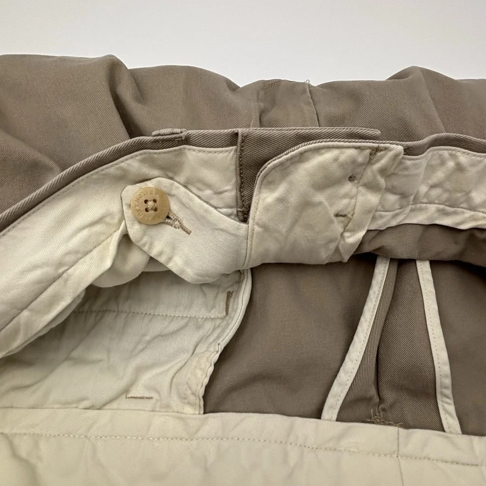 Polo Ralph Lauren Ethan Pant 36x32 Tan Pleated Chino 100% Cotton Mens Beige